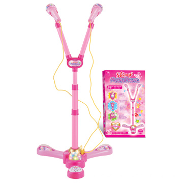 Plastic Electric Karaoke Double Microphone Toy with Light